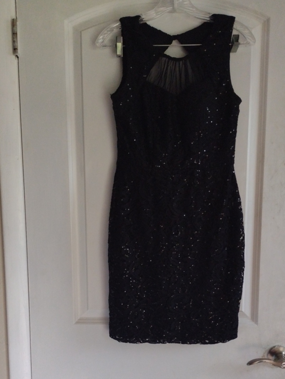 City Studio Black Sequin Sheath Maxi Dress Size 5